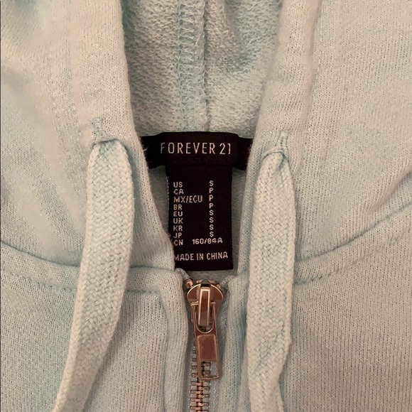 Forever 21 light blue zip up hoodie size small - Picture 3 of 3
